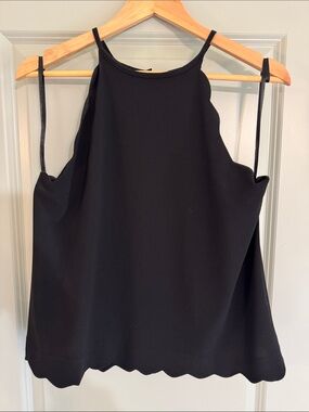 Altar'd State Black Scalloped-Hem Halter Cami